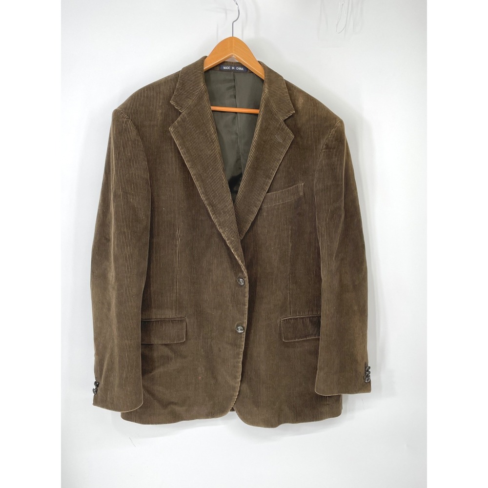 New England Collection Mens Blazer 44L Corduroy Brown Two‎ Button Sport Coat